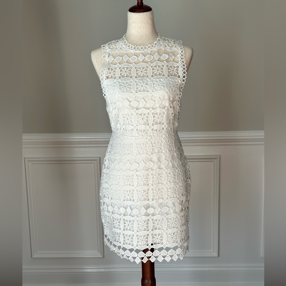 Lulu's White Crochet Sheath Mini Dress - Picture 5 of 14